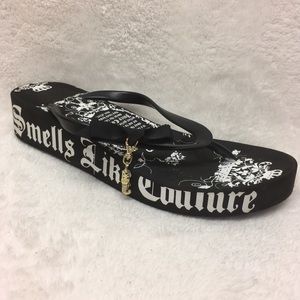 Juicy Couture Black Script Sandals With Charms